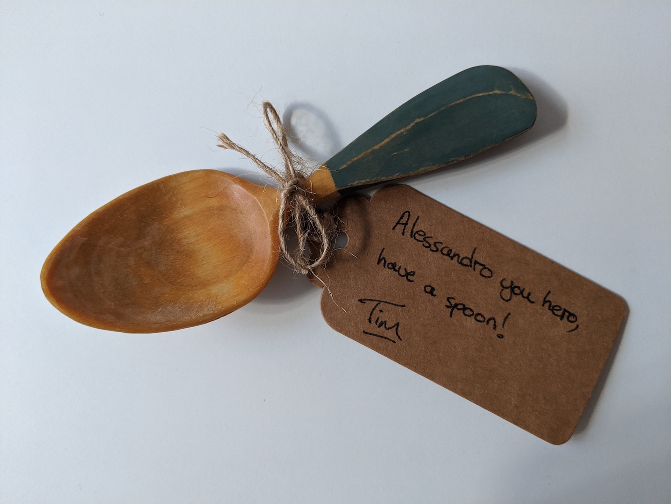 Hand-crafted wooden spoon by Tim.